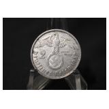 1937F Silver Nazi 2 Reichsmark Coin
