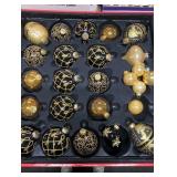Lot of 22 Gold and Black Christmas Ornaments