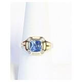 .925 Silver Princess Tanzanite Wh Opal Ring Sz 7