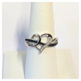 .925 Silver Blue Sapphire Heart Ring Sz 8  R