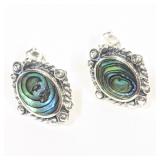.925 Silver Abalone Antique Style Earrings    L