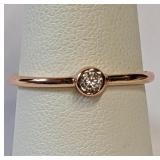 .925 Silver/RGP CZ Bezel Engagement Ring Sz 8   A