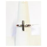 .925 Silver Solid Sideways Cross Ring Sz 6    A