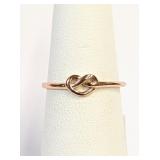 .925 Silver/RGP Love Knot Heart Ring Sz 5   H