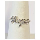 .925 Silver Plain Script "Hope" Ring Sz 7    A