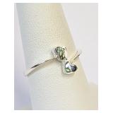 .925 Silver Abalone Wraparound Hearts Sz 8   R
