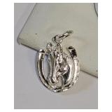 .925 Silver Horse and Shoe Pendant   R