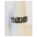 .925 Silver WWJD Ring Sz 8   O