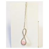.925 Silver 18" Chain and Pink Pearl Pendant  18