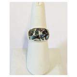.925 Silver Abalone Shell Ring Sz 7    T