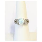 .925 Silver Prong Set Wh. Opal Ring Sz 7   L