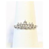 .925 Silver CZ Crown Ring Sz 7   A