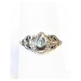 .925 Silver Abalone Teardrop Ring Sz 7   A