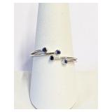 .925 Silver Blue Sapphire Multi-Bezel Wrap Ring