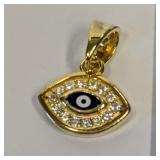 .925 Silver/GP Blue Evil Eye Pendant .5" Long    R