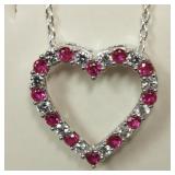 Silver Created Ruby Necklace