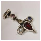 Silver Gemstones Pendant