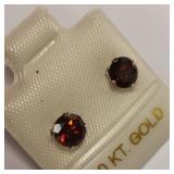 10K White Gold Garnet(1.18ct) 5*5Mm Earrings