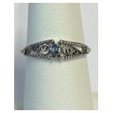 .925 Silver Abalone Shell Ring Sz 7  A