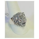 .925 Silver Solid Lion Ring Sz 12   CS