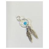 .925 Silver Turquoise Dream Catcher & Feather