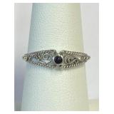 .925 Silver Dainty Black Onyx Ring Sz 7   A