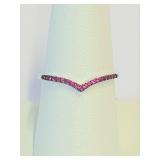 .925 Silver Ruby V Chevron Ring Sz 9  A