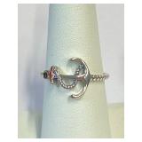 .925 Silver Oxidize Anchor Rope Ring Sz 7   A