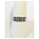 .925 Silver 4 Flowers Ring Sz 10   A