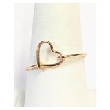 .925 Silver/RGP Plain Heart Ring Sz 9   H