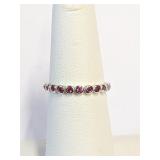 .925 Silver Ruby Eternity Band Sz 6   A