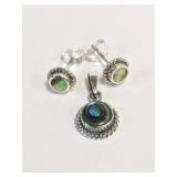.925 Silver Abalone Antique Design  Set  E