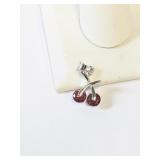 .925 Silver Red Garnet Pendant   A