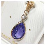 14K Yellow Gold Tanzanite(2.5ct) Diamond(0.1ct)