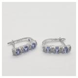 S.Silver Tanzanite Hoop Earrings