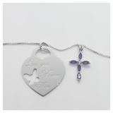 S.Silver 2 Pendent (Amethyst) 18" Necklace