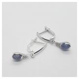 Sterling Silver Tanzanite Hoop Earrings