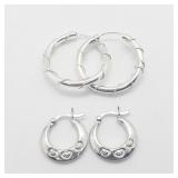 Sterling Silver Lots Of 2 Pairs Earrings