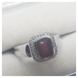 Sterling Silver Garnet Ring Sz9