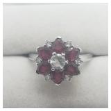 Sterling Silver Ruby(3ct) Ring Sz8
