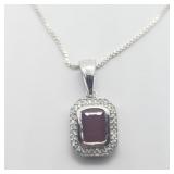 Sterling Silver Ruby 18"(1.6ct) Necklace