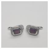 Sterling Silver Ruby 5.7G(3ct) Earrings