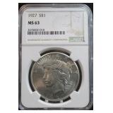 1927 MS63 U.S. Silver Peace Dollar
