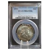 1955 MS65 FBL Franklin Silver Half Dollar