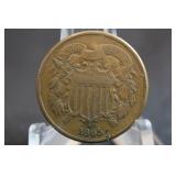 1865 2 Cent Coin Solid Condition