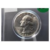 1961 Uncirculated Washington Silver Quarter