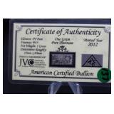 1 Gram .999 Pure Platinum Bar Certified