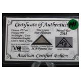 5 Grain Certified Pure .999 Platinum Bar