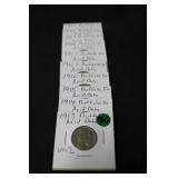 Lot of 10 Acid Date Buffalo Nickels