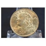 1922 Switzerland Gold 20 Franc Coin